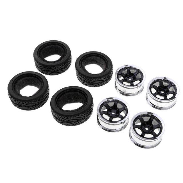 Langgg 4pcs RC Vehicle Wheels Tires Rims Set 12mm Hex for 1/10 On Road Car HPI HSP