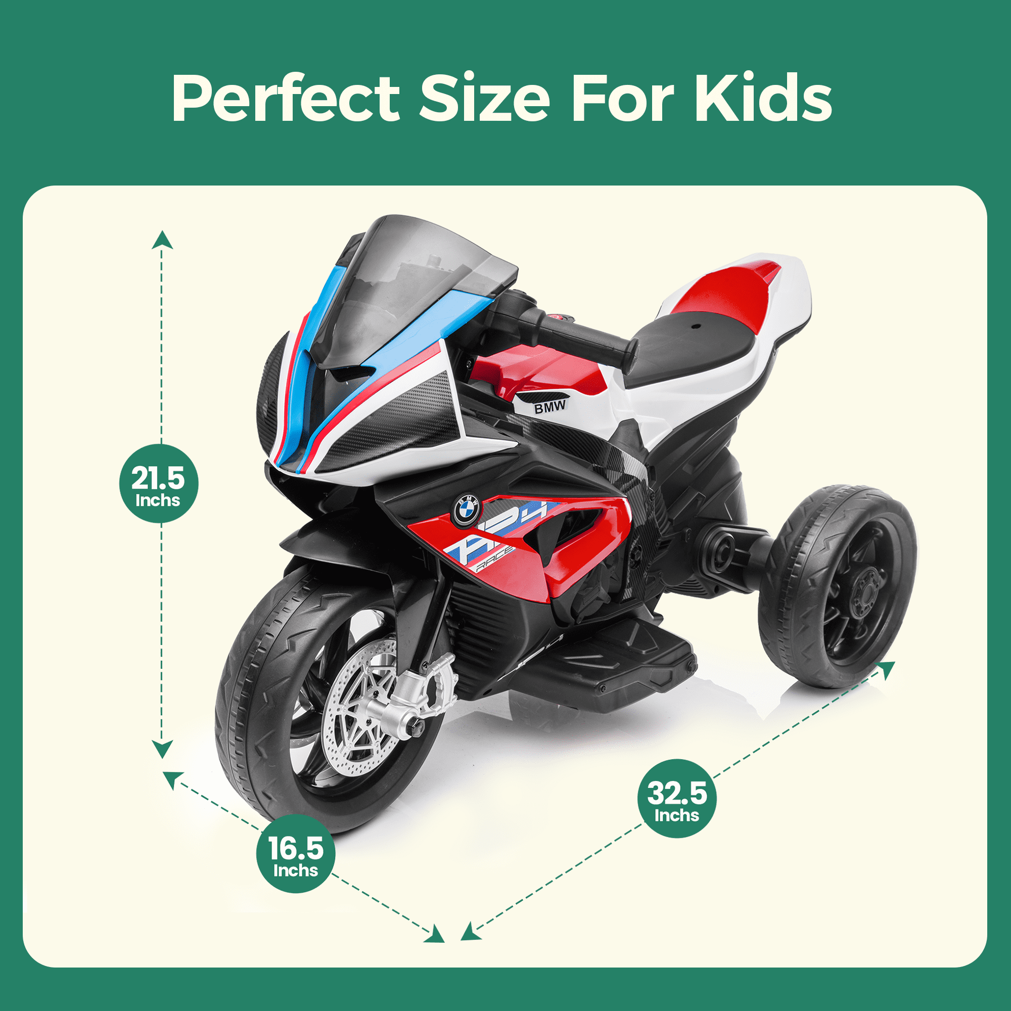 Alpha Joy Kids Ride On Motorcycle BMW Licensed 3-Wheel Electric Motorbike 12V Battery Powered Ride Bike w/Music Headlight, Red