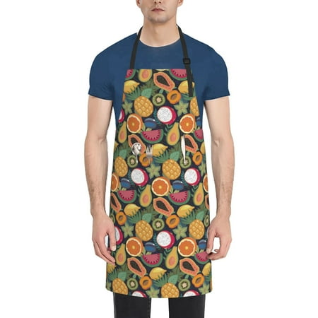 

Naloa Tropical Fruits Apron Kitchen Aprons with Pockets for Women Men Chef