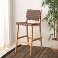 thumbnail image 4 of SAFAVIEH Adah Rectangle Mid Back Bar Stool, Cognac/Natural, 4 of 13