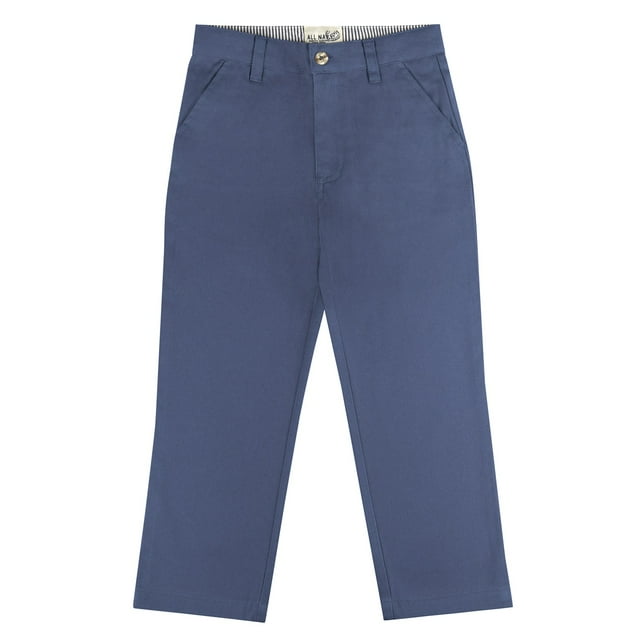 Buyless Fashion Pantalon Garçon devant Plat Coton Doux Décontracté Coupe Régulière Droit