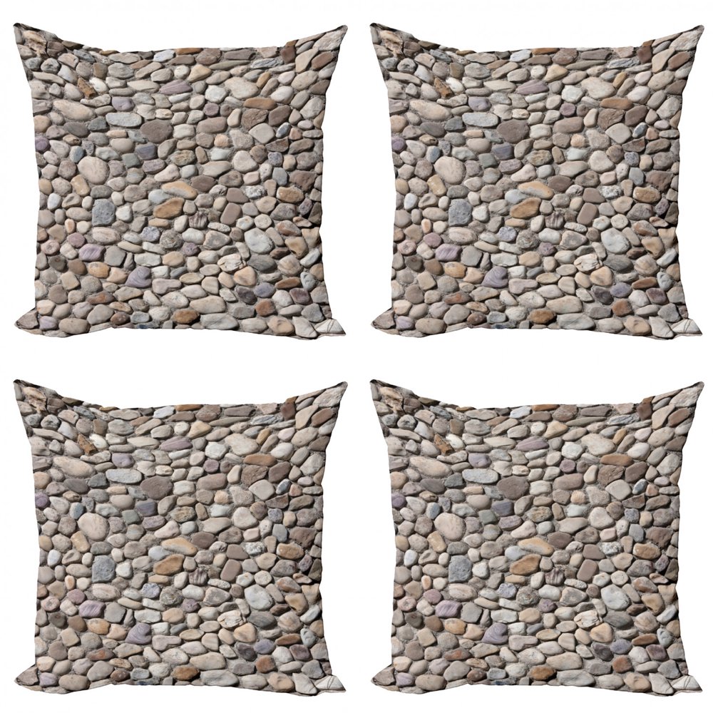 Rock Throw Pillow Cushion Case Pack of 4, Random Sized and Shaped