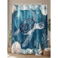 thumbnail image 4 of Fsddascl Coastal Blue Sea Turtle Shower Curtain Set - 72" x 78" Washable Bathtub Curtain with 12 Hooks, Summer Nautical Ocean Shell Waterproof Fabric Stall Shower Curtains for Bathroom/Bathtub, 4 of 6
