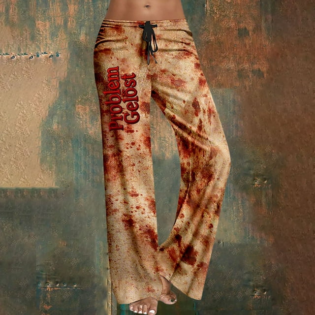 WILLBEST Pantalones Casuales elegantes para Mujer, con Diseño de Cordones, para Halloween y Uso Diario: Pantalones Largos Versátiles, Cómodos y con Temática Única. Extra Grande