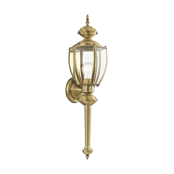 Livex Lighting 2112-01 Basics 1 Light AB Outdoor Wall Lantern, Antique Brass