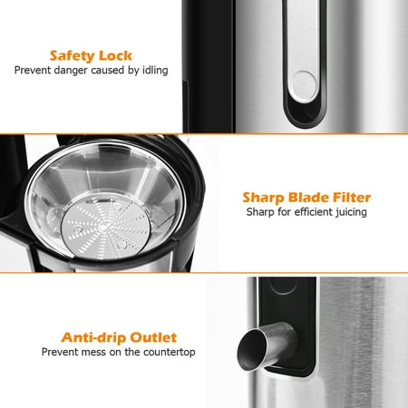 Costway - Juicer Machine Juicer Extractor Dual Speed w/ 2.5'' Feed Chute - Silver + Black