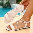 thumbnail image 4 of Sandalias De Mujer Women's Fashionable And Versatile Plus-Size Wrap Strap Roman Sandals Spring/Summer Style Trendy And Comfortable Sandals Beige 39, 4 of 9