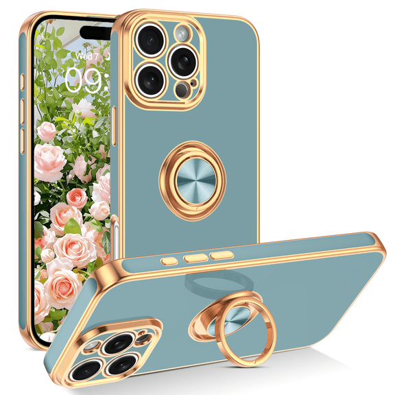 TELASO for iPhone 16 Pro Case, Phone Case iPhone 16 Pro, Slim Fit 360° Ring Holder Shockproof Kickstand Magnetic Car Mount Supported Non-Slip Protective Women Men Cover for iPhone 16 Pro 6.3",Gray