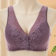 thumbnail image 3 of Lovskoo Women's Bra Lace Full Coverage Front Closure Posture Back Unpadded Wireless Comfortable Breathable Support Bra Purple, 3 of 4