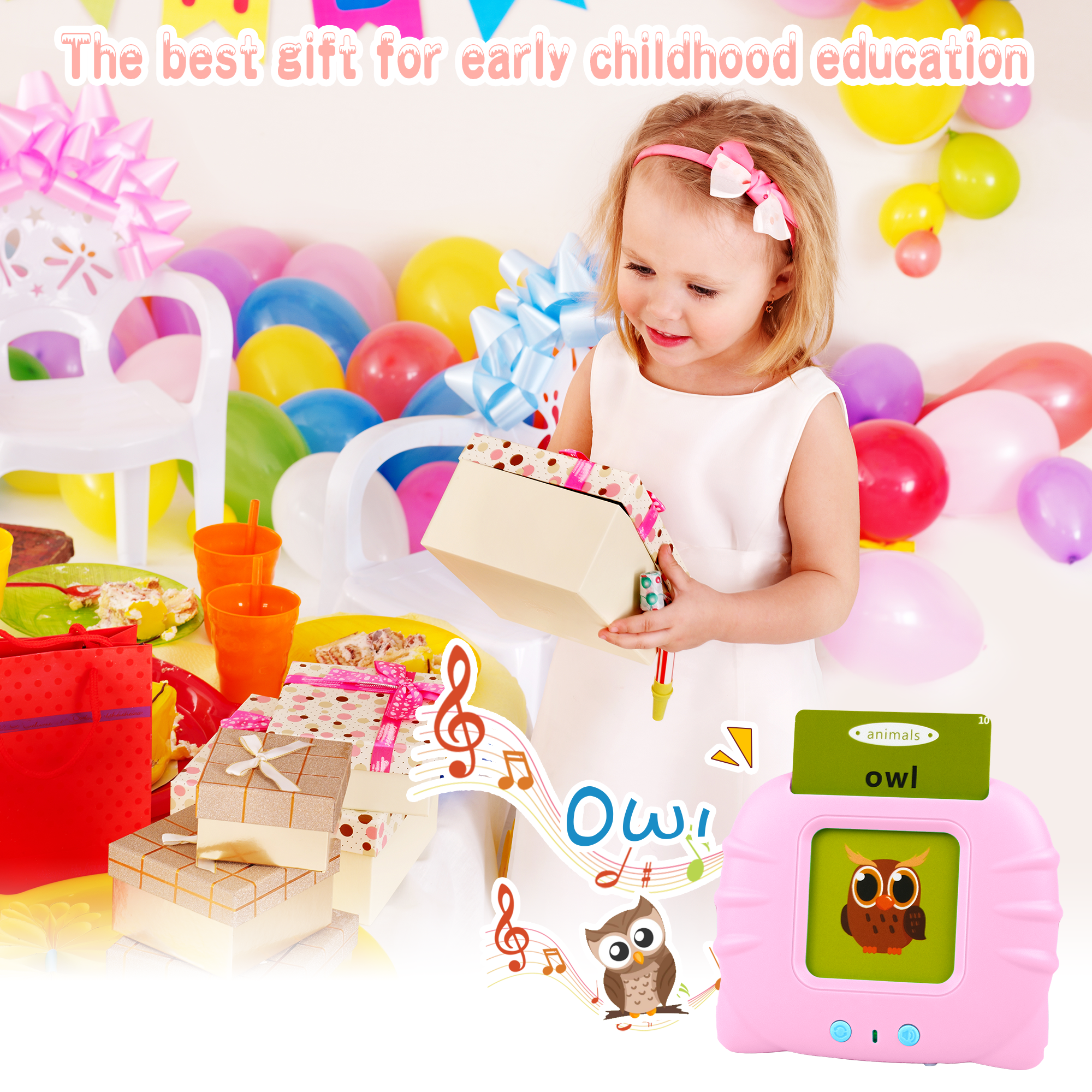 Aullsaty Toddler Toys Talking Flash Cards for 1 2 3 4 5 6 Year Old