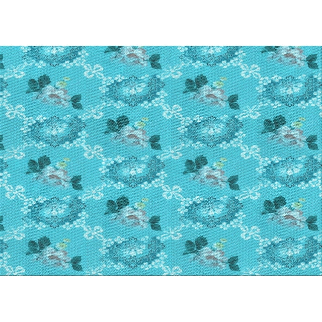 Ahgly Company Machine Washable Indoor Rectangle Transitional Dark Turquoise Green Area Rugs, 8' x 10'