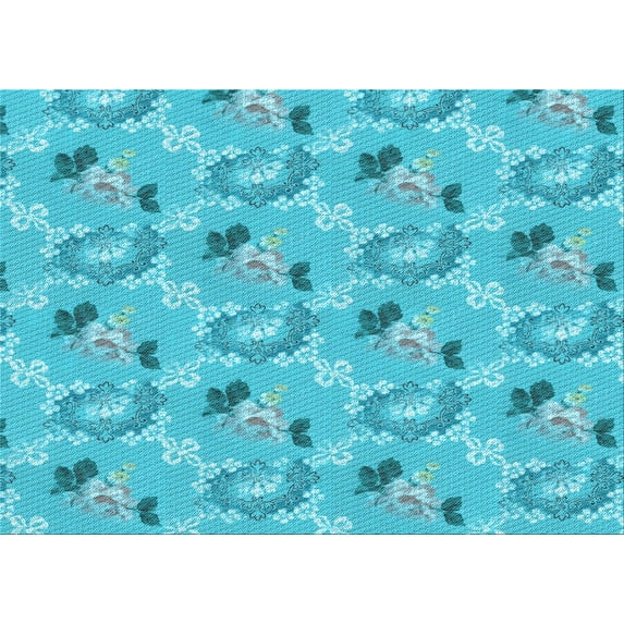 Ahgly Company Indoor Rectangle Patterned Dark Turquoise Green Area Rugs, 2' x 3'