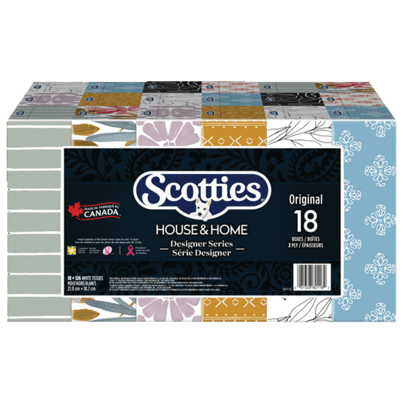 Scotties House & Home Facial Tissue, 2-Ply, 126 Sheets, 18-pk