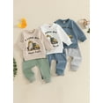 thumbnail image 3 of Elippeo Toddler Boy Fall Outfits Cartoon Excavator Letter Print Long Sleeve Sweatshirt and Solid Color Pants 2 Pcs Set  6 12 18 24 Months 3 Years, 3 of 9