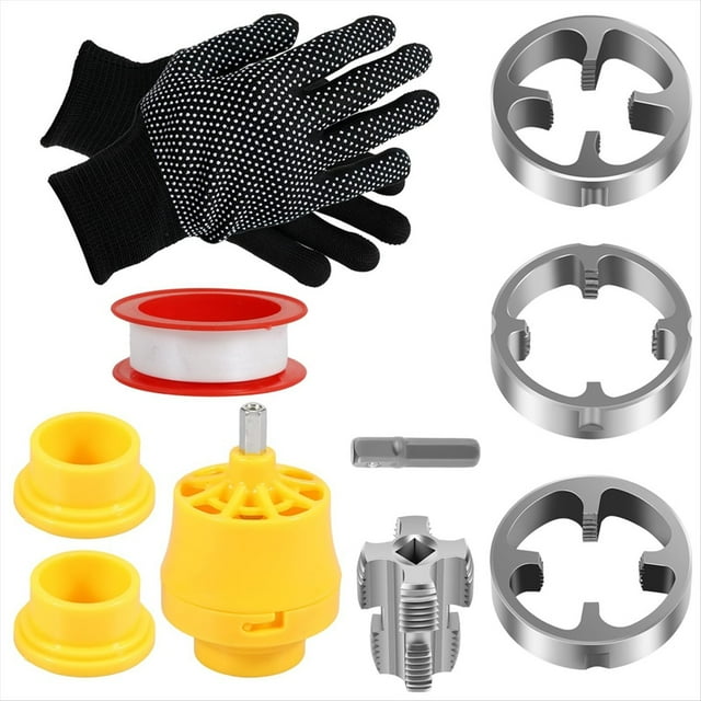 Kit Roscado Tubos PVC,Herramienta para Roscar Tubos PVC con 3 Matrices (1/2 Pulg.,3/4 Pulg.,1 Pulg.),Dispositivo para Roscar Tuberías Agua y Matriz para Roscar Tubos.