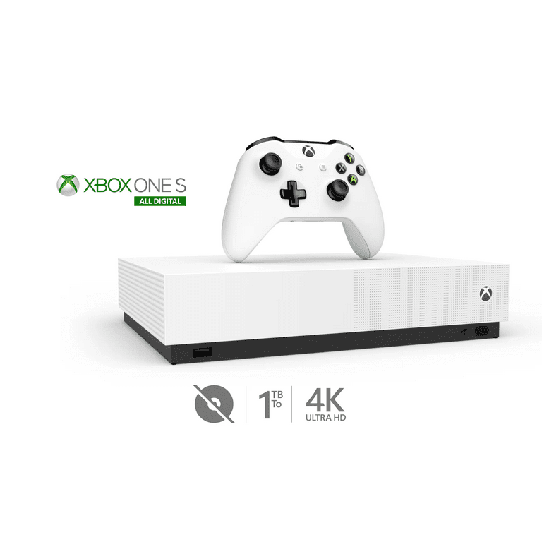 Forskellige at forstå squat Microsoft Xbox One S 1TB All-Digital Edition Console (Disc-free Gaming),  White, NJP-00024, w/Batteries and Charger Accessories Set - Walmart.com