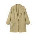 thumbnail image 6 of Women's Lightweight Blazer Open Front Textured Blazer Jacket Long Sleeve Work office Suit Coat with Pocket Fall Casual Outerwear Khaki, 6 of 6