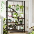 thumbnail image 3 of Tribesigns 7 Tier Plant Stand, Half Moon Shaped Plant Shelf with 6PC S Hanging Hooks, Industrial Large Multi-Purpose Flower Pots Display Rack for Home Garden, Balcony, Patio (1PC), 3 of 5