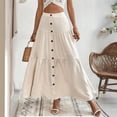 thumbnail image 2 of Women's Maxi Pleated Skirt High Waisted A Line Long Skirts Button Down Business Casual Outfits for Holiday, 2 of 5