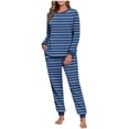 thumbnail image 2 of Wowcloth Woman's Casual Pajama Set, Double-Sided Wool-Blend with Printed Design, Raglan Long Sleeves and Cuffed Hem Winter Loungewear for Home and Daily Use, 2 of 7