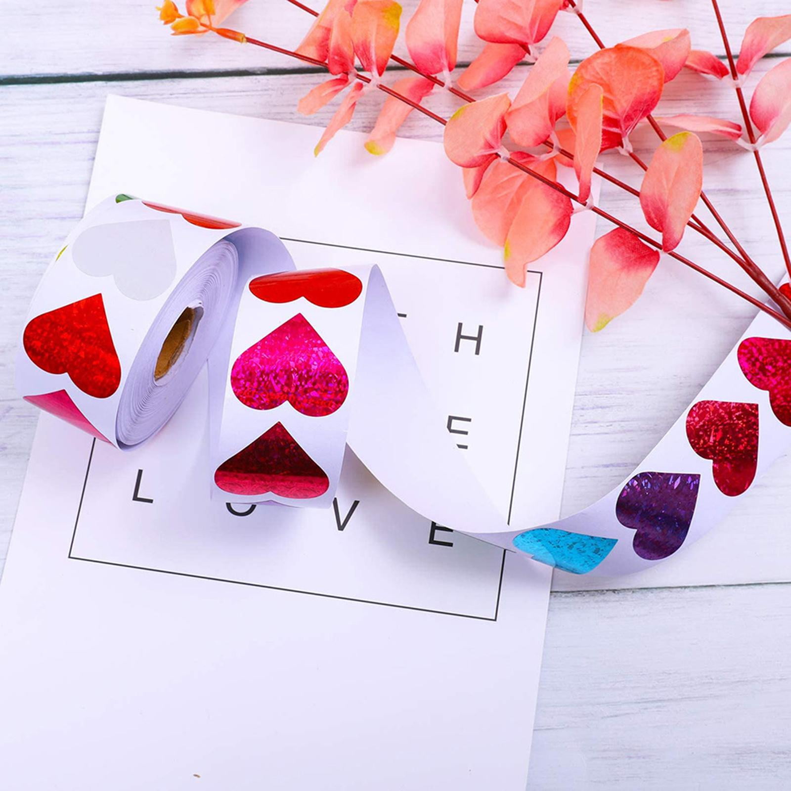 Milageto 3x500Pieces Heart Shaped Stickers Colorful Seal Labels for Wedding Gift Decals 3.8cm 3 Pcs