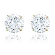AVORA 10K Yellow Gold 7mm Round Simulated Diamond CZ Stud Earrings