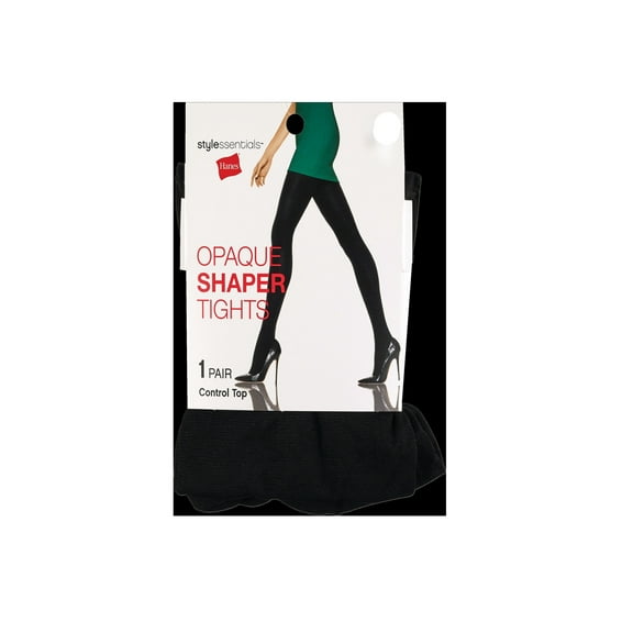 Style Essentials by Hanes Opaque Shaper Tights, Black, S/M