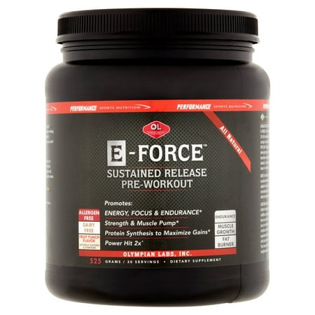 Olympian Labs E-Force Sustained Release Pre Workout Powder, Fruit Punch, 30 Servings