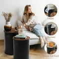 thumbnail image 6 of YANGLI Farmhouse Accent Side Table, Rustic Storage Ottoman Seat Stool, Galvanized Antique Metal End Table Box Bin with Round Wood Lid, Nesting Set of 2, Black, 6 of 6