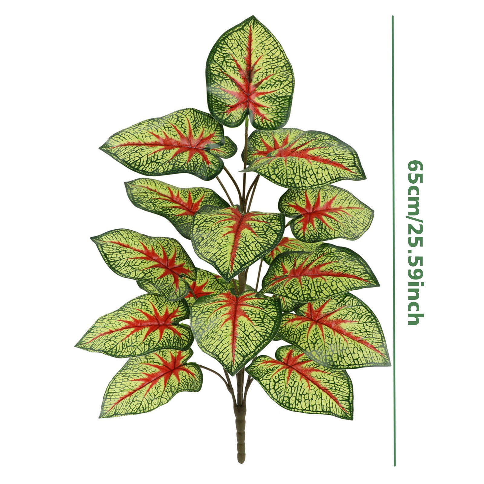 Artificial Caladium Plant Faux Red Heart Variegated Tropical Houseplant Realistic No Maintenance for Indoor Living Room Outdoor Patio Home Decor Fake Tropical Plants 25.6 Inch 1Pcs