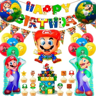 Pop The Party 5pcs Mario With Round Printed And Star Foil Balloon Birthday  Party Supplies for Game Decoration and Kids Birthday Party Decoration