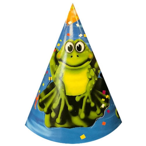 Happy Birthday 'Swamp Party' Cone Hats (8ct)