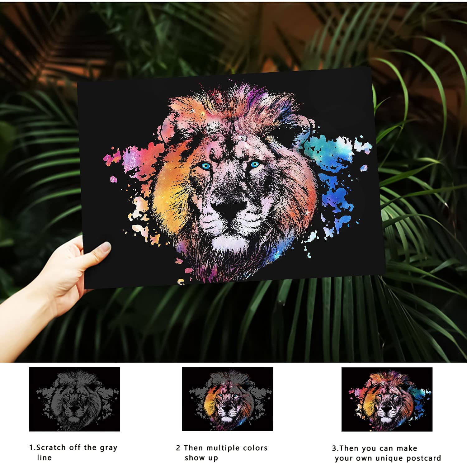 Scratch Art Rainbow Painting Paper DIY Crafts Womens Hobbies Engraving Art for Adult & Children Scratchboard Scratch Painting Sketch Pads Birthday Gift 16 x 11.2 inch Elephant Animal 