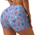 thumbnail image 2 of Sigee Strawberry And Flowers Print Women's High Waist Workout Shorts - Squat Proof, Tummy Control, Yoga and Gym Activewear-Medium, 2 of 9