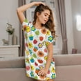 thumbnail image 3 of Kdxio Cartoon Flowers Pattern Womens Short Sleeve Sleepshirt Scoopneck Cute Nightdress Ruffle Comfy Nightgown, 3 of 6
