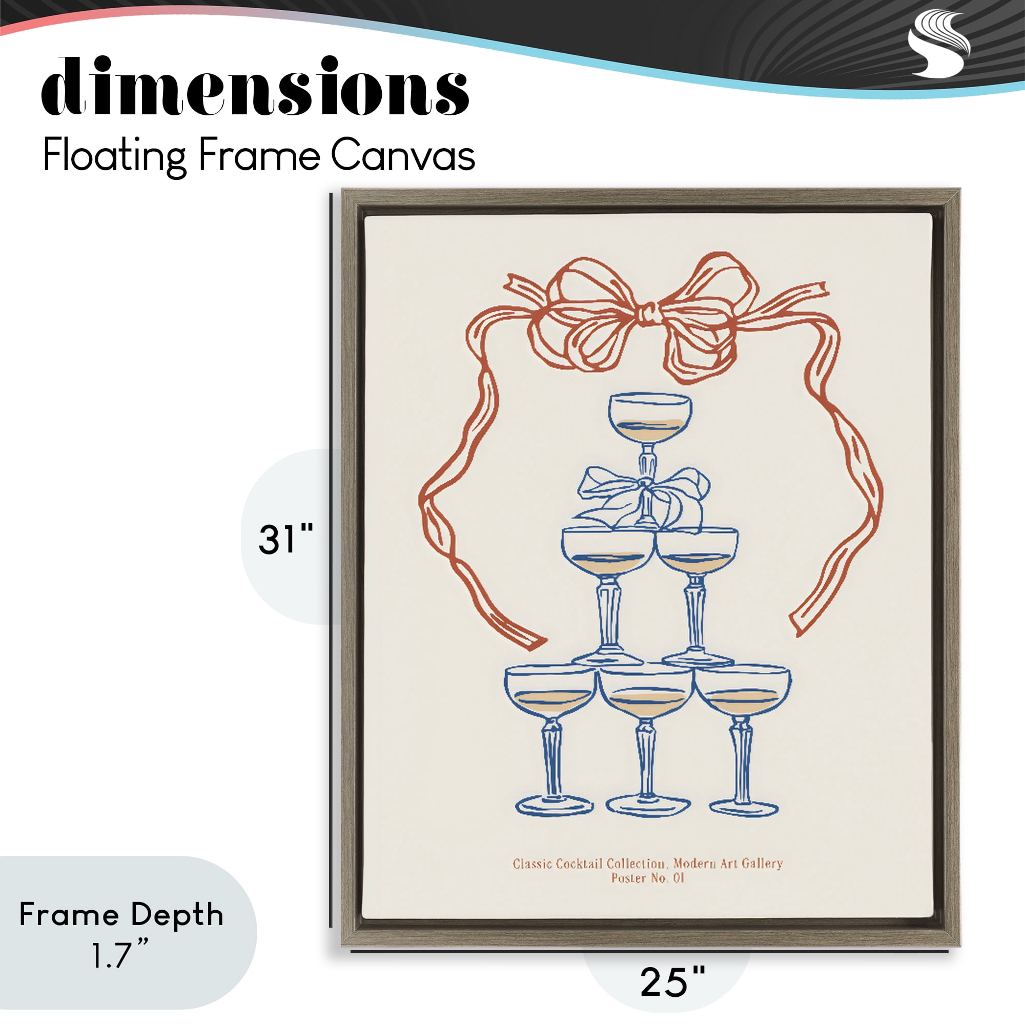 Stupell Industries Classic Cocktail Tower Brown Framed Floater Canvas Wall Art, design by The Prints Vibe
