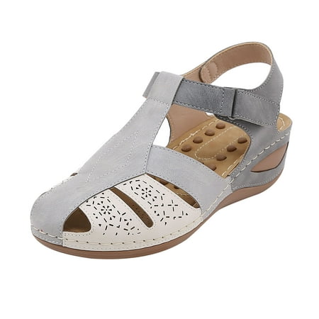 

Women Comfortable Sandals Orthotic Walking Sandals Orthopedic Arch Support Sandals Clearance Teen Girls Sandals With Arch Support Summer Casual Comfortable Wedge Sandals Gray 9