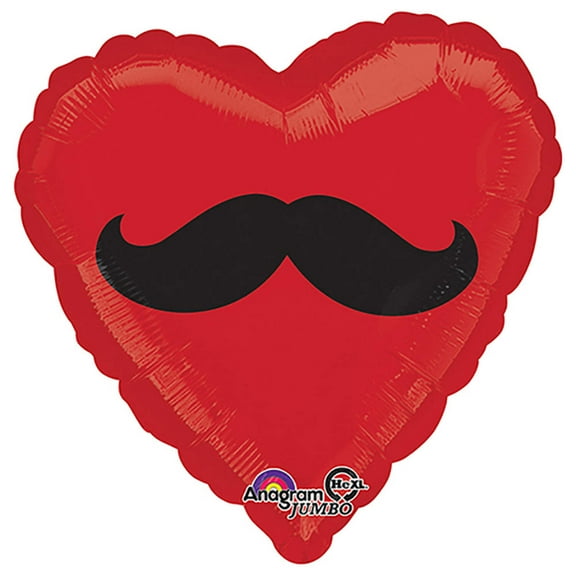 28 inch Mustache Heart Anagram Foil Mylar Balloon - Party Supplies Decorations