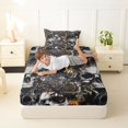 thumbnail image 4 of Homewish Hipple Halloween Skull Twin Sheets,Vintage Rose Floral Bedding,Gray Orange,3 Pieces,1 Fitted Sheet and 1 Pillowcase, 4 of 6