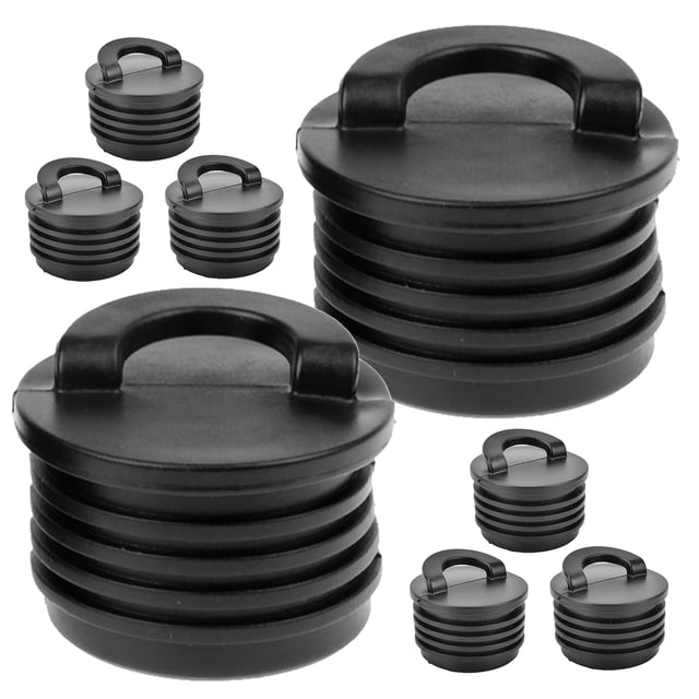 Mobutofu 8Pcs Kayak Scupper Plug Kit Black Universal Rubber Drain Hole Stoppers for Boat and Canoe Use