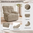 thumbnail image 3 of QuzyAor Overstuffed Rocker Recliner Chair, Plush Padded Armrests with Manual Recline & Footrest, Perfect for Living Room Home Office Relaxation, Camel, 3 of 9