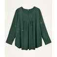 thumbnail image 6 of TIYOMI Plus Size Sparkly Tops For Women Long Sleeve Blouses Green Sequin Dressy Tunics Tops Swing Blouses Pleated Babydoll Loose Fit Fall Tunic XL 14W 16W, 6 of 7