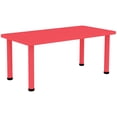 thumbnail image 1 of Homelala - Red - Kids Table - Height Adjustable 18.25" - 19.25" Rectangle Shape Child Plastic Activity Table Bright Colorful Learn Play School Home Fun Children Furniture Round Safety Corners 24”x48", 1 of 4