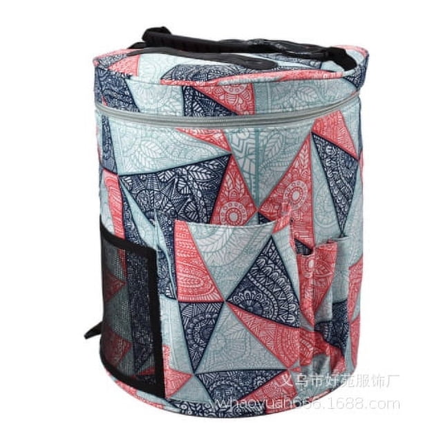 Bolsa de almacenamiento de herramientas de tejido de lana con forma de barril, bolsa de almacenamiento de lana portátil con forma de abeja y flores silvestres para accesorios de crochet
