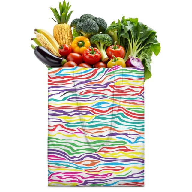 Colorful Zebra Canvas Tote Bag Rainbow Zebra Pattern Abstract Black and White Stripes Multicolor Modern Fashion Cute Cartoon Zebra Aesthetic Gradient Print Reusable Eco-Friendly Shopping Bag