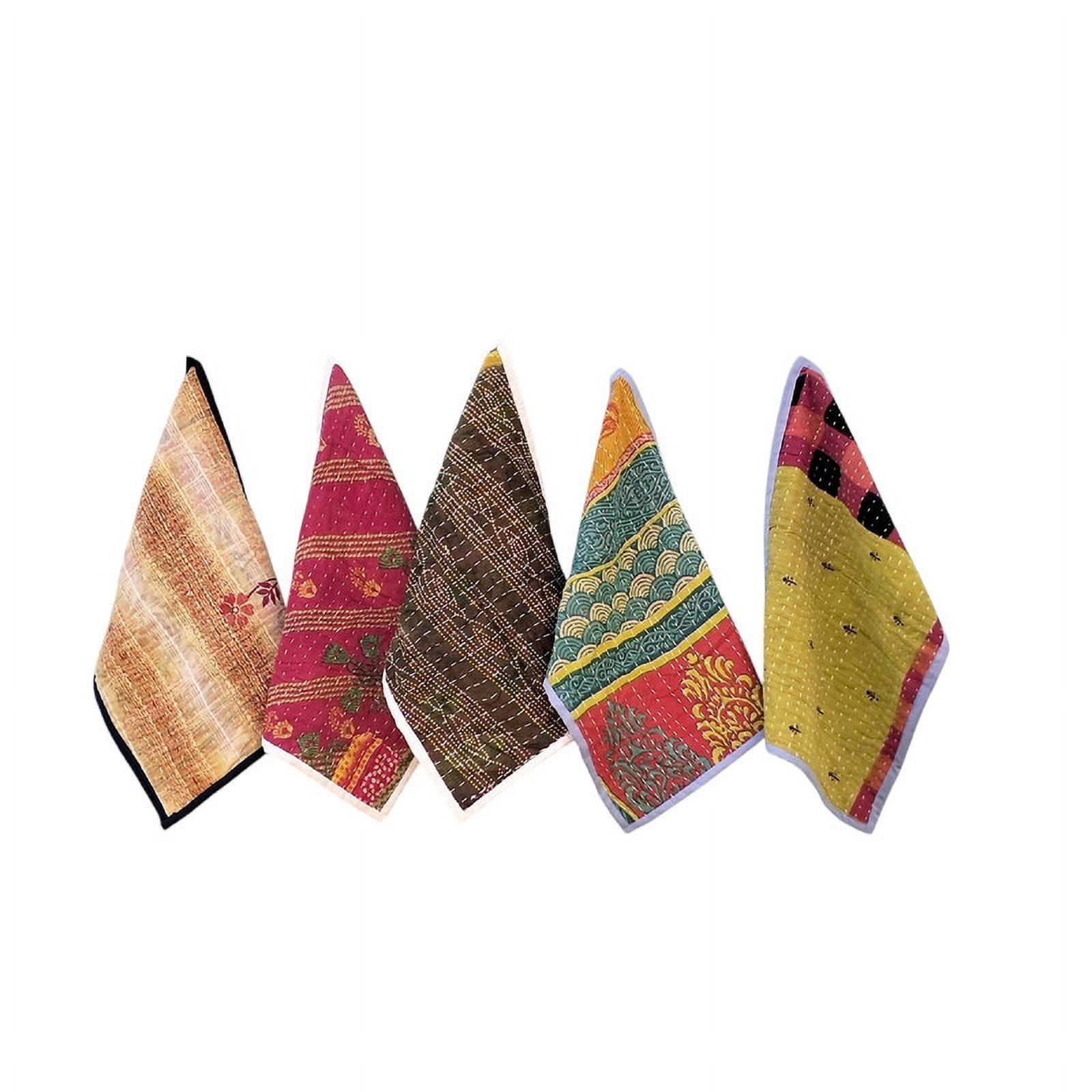 Kridhi Creation Handmade Vintage kantha quilted kitchen towelmixed  assorated Multicolor floral print Tea Towels,set of 5 pcs set hand towel dishcloth