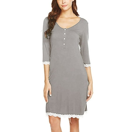 

Baycosin Maternity Dress Nursing Lace Delivery Nightgowns Tracksuit Breastfeeding Gown Dress