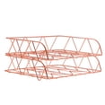thumbnail image 1 of Pag 2 Paquetes Organizador De Archivos De Escritorio Bandeja De Cartas Horizontal Apilable De Metal Soporte De Papel Estante Oro Rosa, 1 of 5