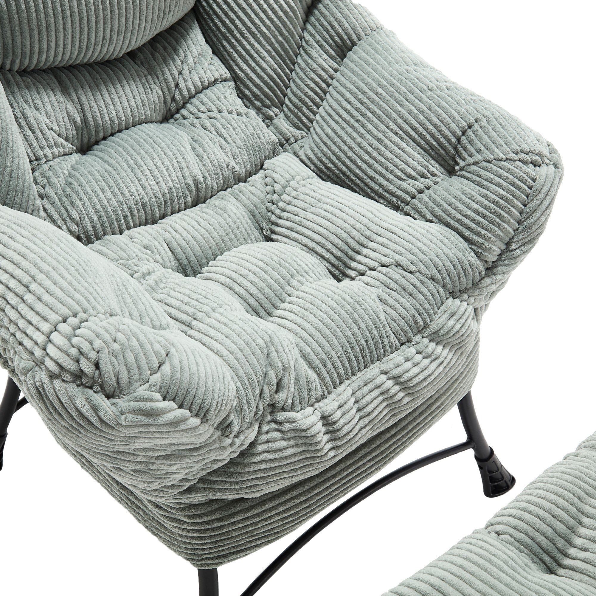 Sailvan Lazy Chair with Ottoman,Modern Lounge Accent Chair with Side Pocket and Footrest,Soft Reading Chair for Small Space Light Green