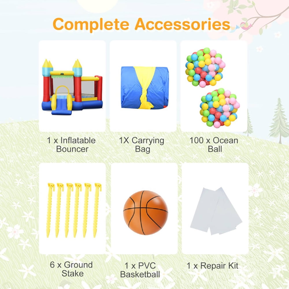 Aimee Lii Inflatable Bounce Slide Jumping Castle Without Blower, Playhouse for Kids Outdoor